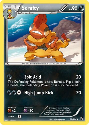 Scrafty (069) - BAW  - Rare - Reverse Holofoil