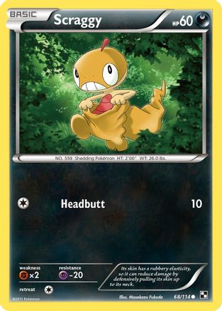 Scraggy (068/114) - BAW  - Common - Reverse Holofoil