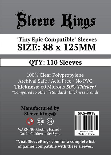 Protecteurs de cartes: Sleeve Kings "Tiny Epic Compatible" 88mm x 125mm - Paquet de 110