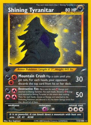 Shining Tyranitar (113) - ND  - Secret Rare - 1st Edition Holofoil