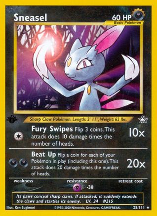 Sneasel (025/111) - NG  - Rare - 1st Edition