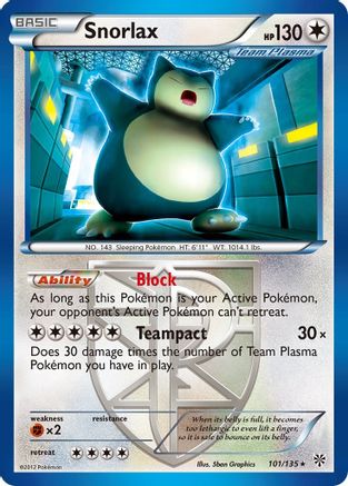 Snorlax (Team Plasma) (101/135) - PS  - Rare - Reverse Holofoil