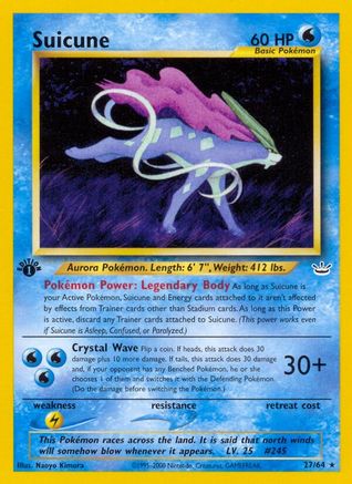 Suicune (27) (027/64) - NR  - Rare - 1st Edition