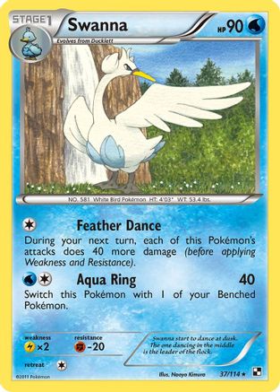 Swanna (037) - BAW  - Rare - Reverse Holofoil