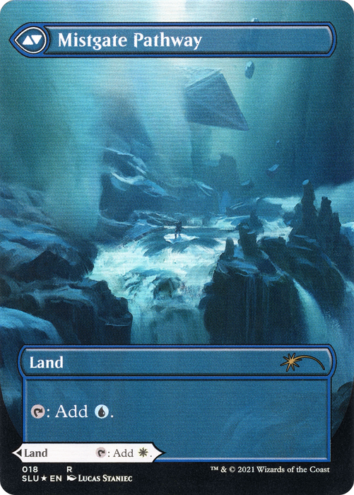 Hengegate Pathway // Mistgate Pathway (SLU-018) - rare: (Showcase) (Borderless) - Foil