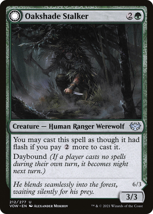 Oakshade Stalker // Moonlit Ambusher (VOW-212) - uncommon: (Double Faced Transform)