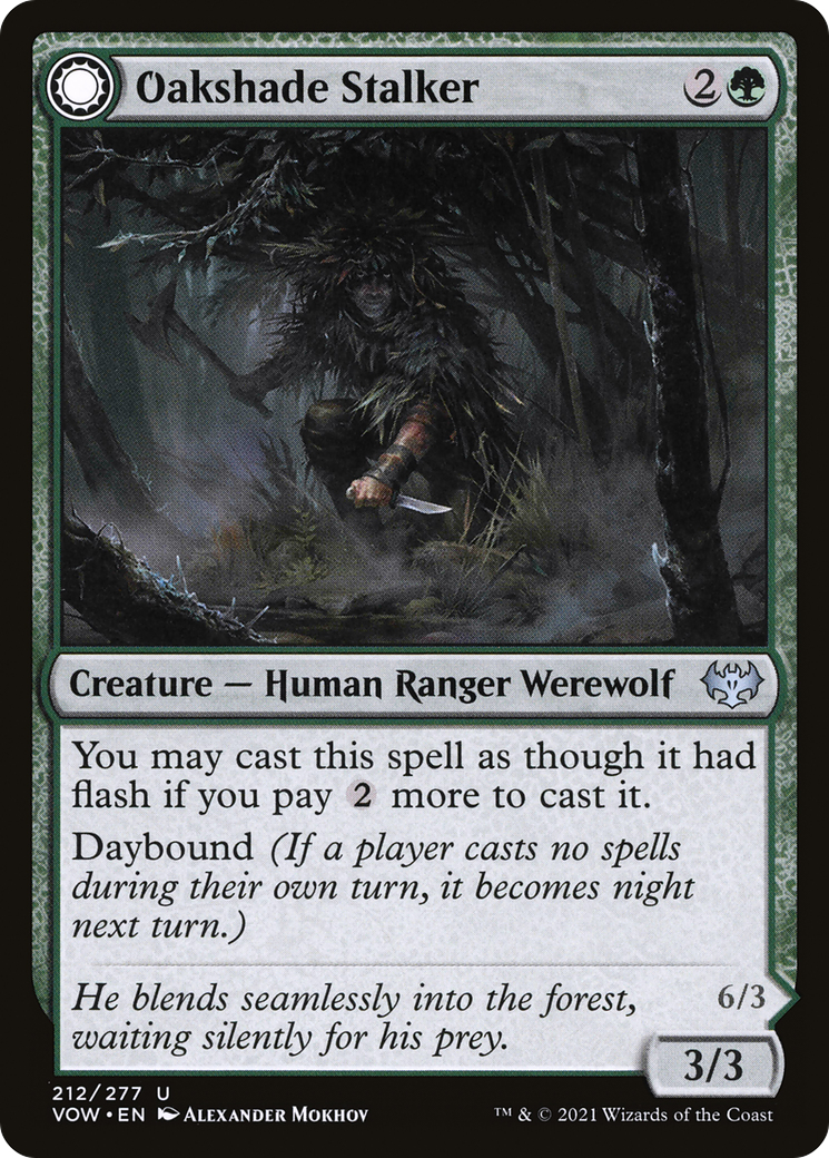 Oakshade Stalker // Moonlit Ambusher (VOW-212) - uncommon: (Double Faced Transform) - Foil
