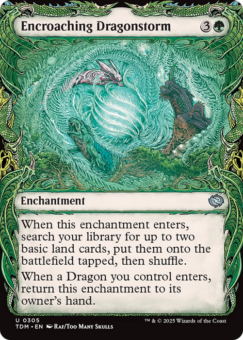 Encroaching Dragonstorm (TDM-305) - uncommon: (Showcase, enchantment) - Foil