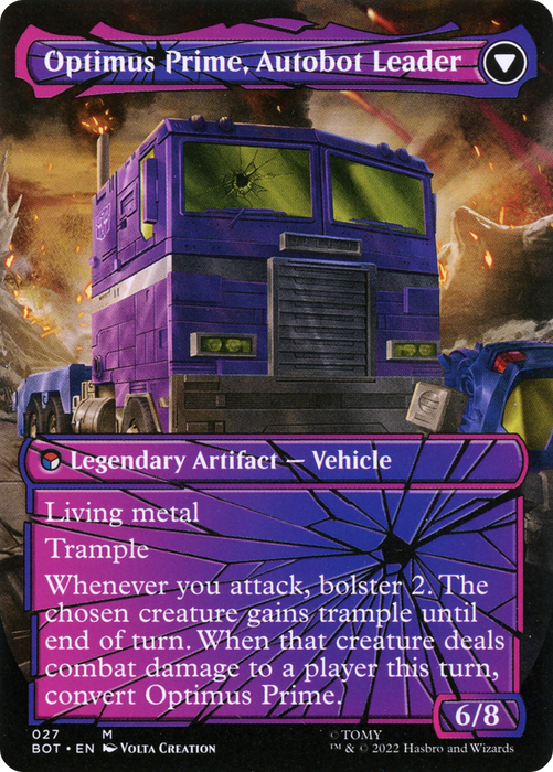 Optimus Prime, Hero // Optimus Prime, Autobot Leader (BOT-027) - mythic: (shatteredglass, convertdfc) (Borderless) - Foil