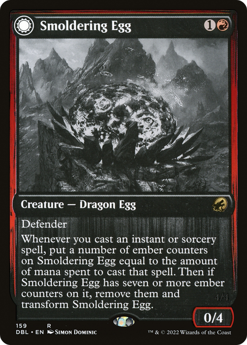 Smoldering Egg // Ashmouth Dragon (DBL-159) - rare: (Double Faced Transform) - Foil