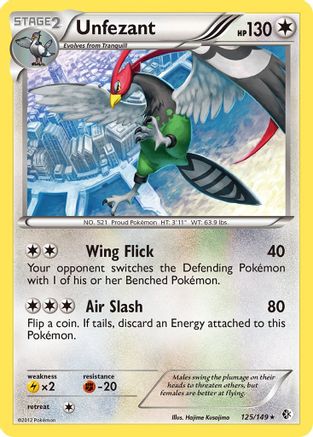 Unfezant (125) - BC  - Rare - Reverse Holofoil
