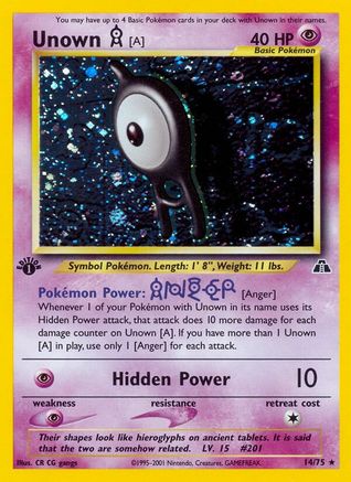 Unown [A] (14) (014/75) - ND  - Holo Rare - 1st Edition Holofoil