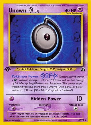 Unown [D] (047/75) - ND  - Uncommon - 1st Edition