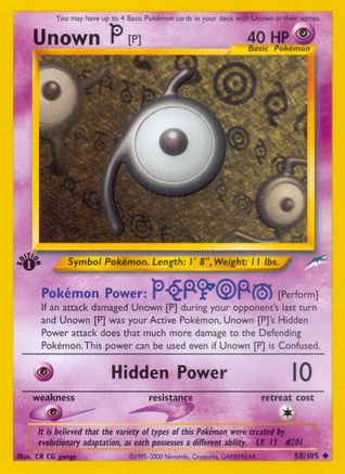 Unown [P] (058/105) - ND  - Uncommon - 1st Edition