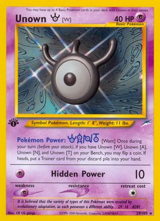 Unown [W] (029) - ND  - Rare - 1st Edition