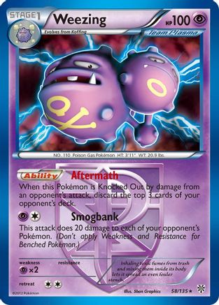 Weezing (Team Plasma) (058/135) - PS  - Holo Rare - Reverse Holofoil