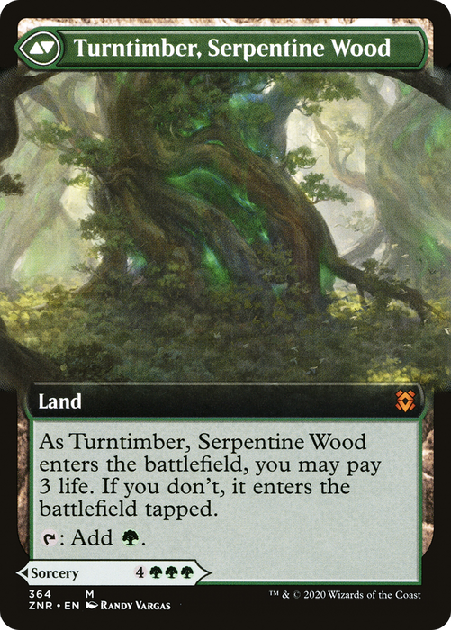 Turntimber Symbiosis // Turntimber, Serpentine Wood (ZNR-364) - mythic: (Extended Art) - Foil