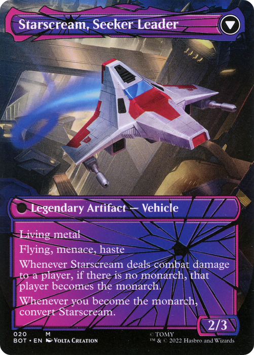 Starscream, Power Hungry // Starscream, Seeker Leader (BOT-020) - mythic: (shatteredglass, convertdfc) (Borderless) - Foil