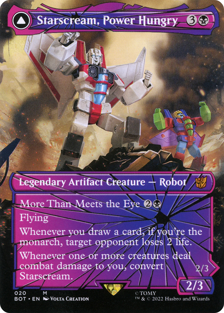 Starscream, Power Hungry // Starscream, Seeker Leader (BOT-020) - mythic: (shatteredglass, convertdfc) (Borderless) - Foil
