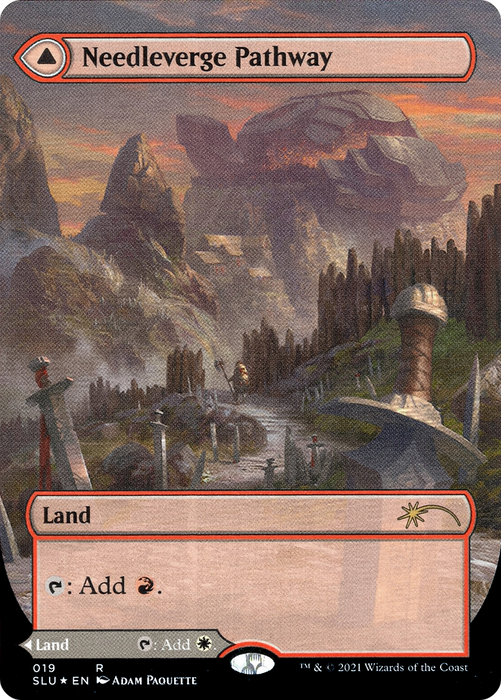 Needleverge Pathway // Pillarverge Pathway (SLU-019) - rare: (Showcase) (Borderless) - Foil