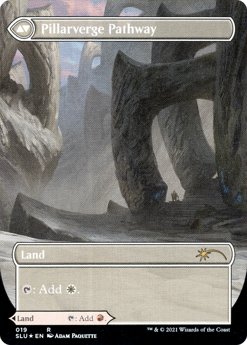 Needleverge Pathway // Pillarverge Pathway (SLU-019) - rare: (Showcase) (Borderless) - Foil