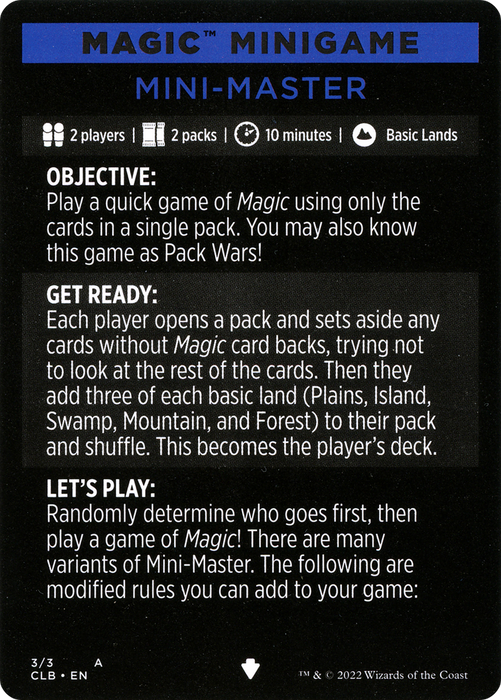 Mini-Master // Mini-Master (cont'd) (MCLB-003) - common
