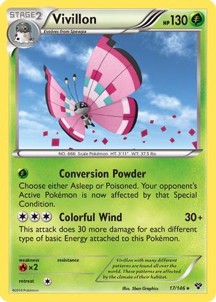Vivillon (Meadow [Pink]) (017) - XBS  - Holo Rare - Holofoil