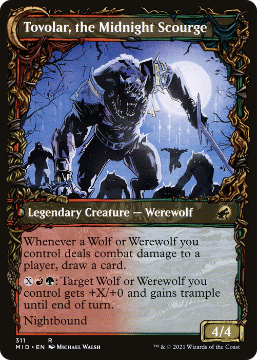 Tovolar, Dire Overlord // Tovolar, the Midnight Scourge (MID-311) - rare: (Showcase, Double Faced Transform)
