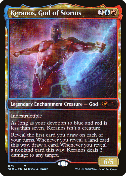 Keranos, God of Storms (SLD-079) - mythic: (enchantment, Showcase) - Foil