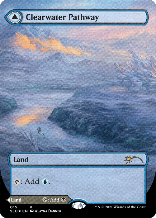 Clearwater Pathway // Murkwater Pathway (SLU-015) - rare: (Showcase) (Borderless) - Foil