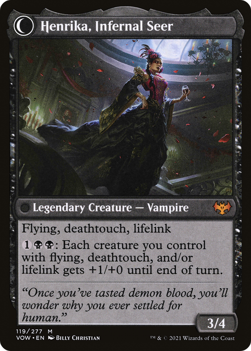 Henrika Domnathi // Henrika, Infernal Seer (VOW-119) - mythic: (Double Faced Transform) - Foil