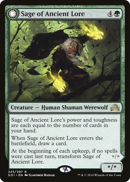 Sage of Ancient Lore // Werewolf of Ancient Hunger (SOI-225) - rare: (Double Faced Transform) - Foil