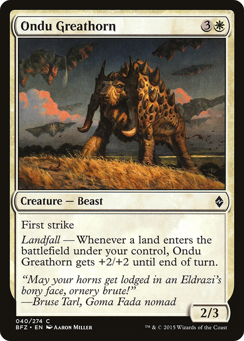 Ondu Greathorn (BFZ-040) - common - Foil