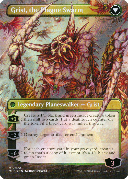 Grist, Voracious Larva // Grist, the Plague Swarm (MH3-472) - mythic (Borderless) - Foil