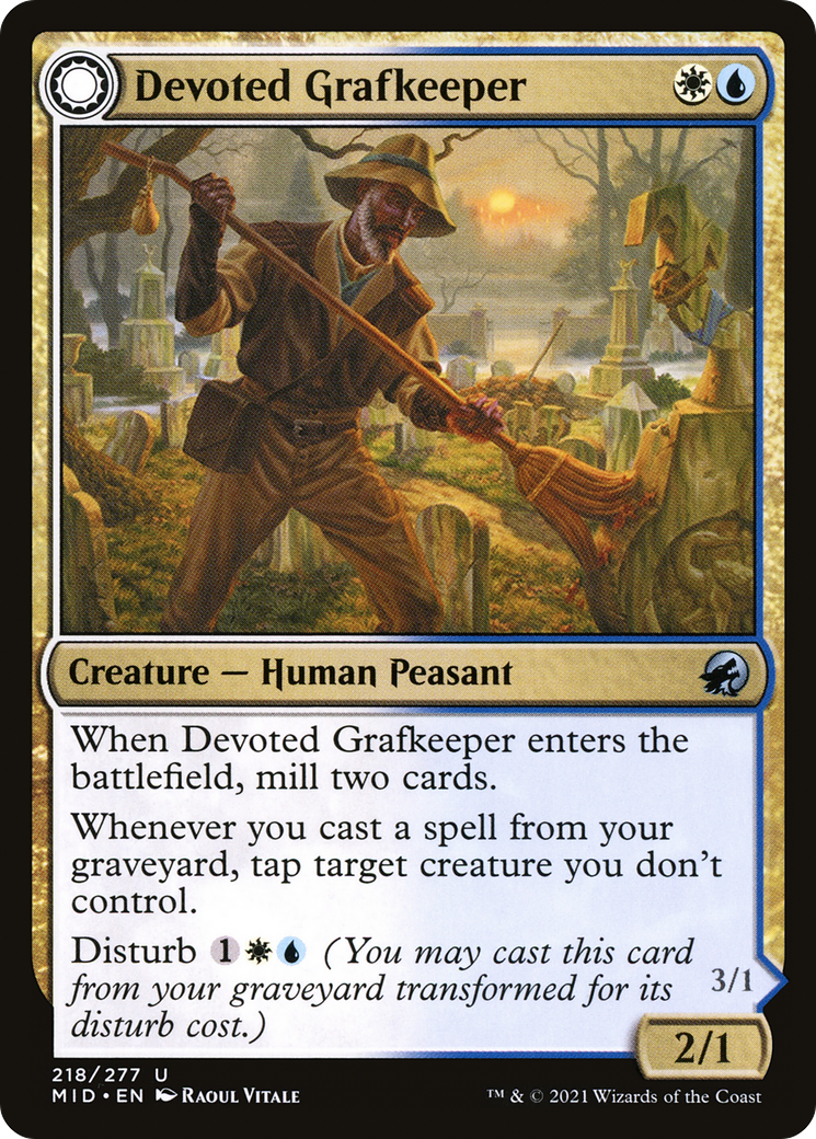 Devoted Grafkeeper // Departed Soulkeeper (MID-218) - uncommon: (Double Faced Transform)