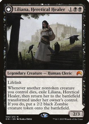 Liliana, Heretical Healer // Liliana, Defiant Necromancer (ORI-106) - mythic: (originpwdfc)