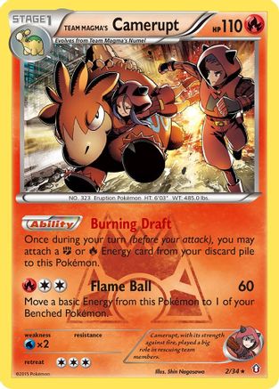 Team Magma's Camerupt (002/34) - DC  - Holo Rare - Holofoil