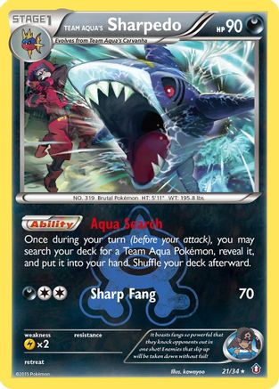 Team Aqua's Sharpedo (021/34) - DC  - Holo Rare - Reverse Holofoil
