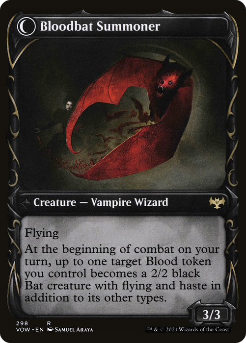 Voldaren Bloodcaster // Bloodbat Summoner (VOW-298) - rare: (Showcase, Double Faced Transform)