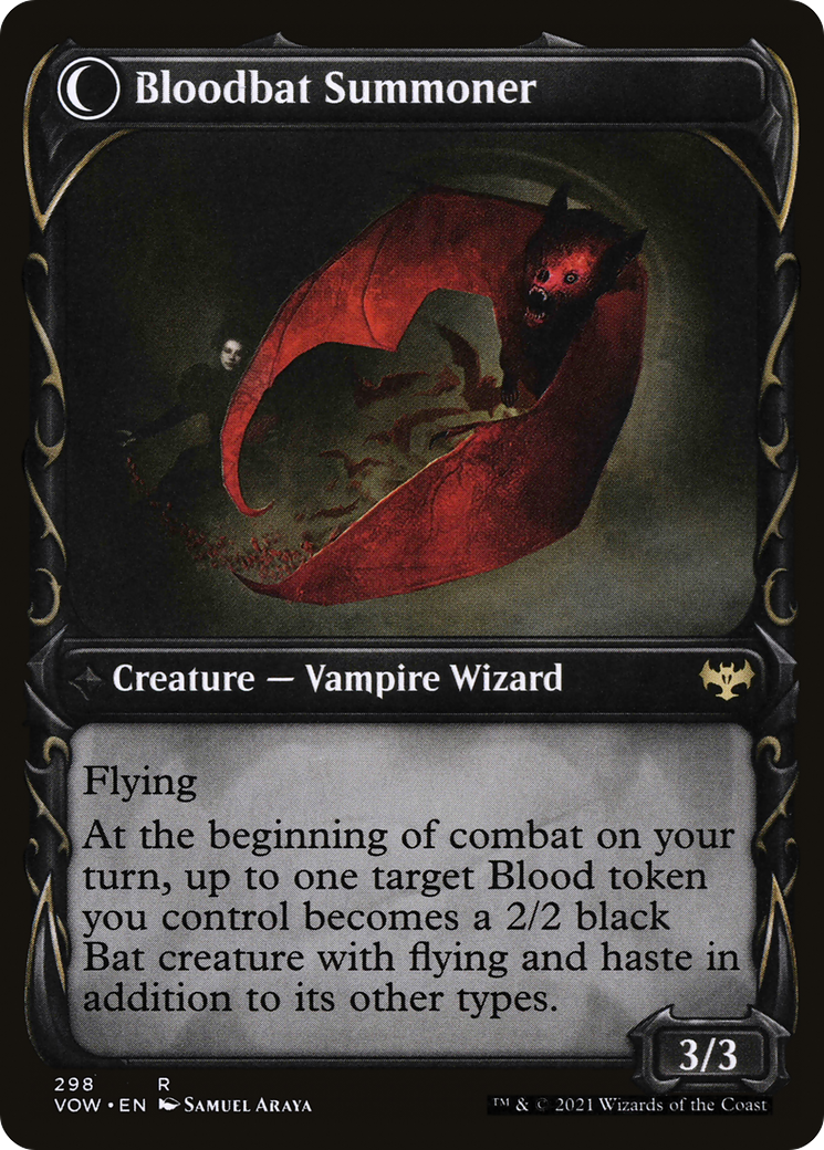 Voldaren Bloodcaster // Bloodbat Summoner (VOW-298) - rare: (Showcase, Double Faced Transform) - Foil