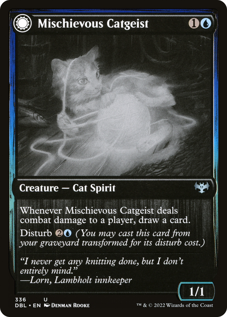 Mischievous Catgeist // Catlike Curiosity (DBL-336) - uncommon: (Double Faced Transform) - Foil