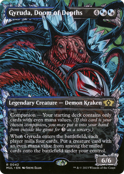 Gyruda, Doom of Depths (MUL-042) - rare: (Showcase) (Borderless) - Foil