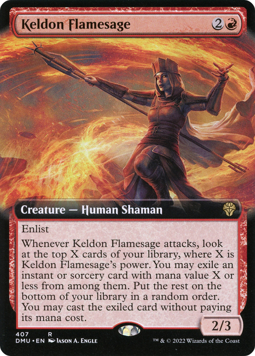 Keldon Flamesage (DMU-407) - rare: (Extended Art) - Foil