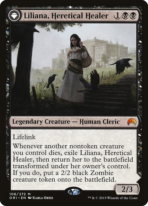 Liliana, Heretical Healer // Liliana, Defiant Necromancer (ORI-106) - mythic: (originpwdfc)