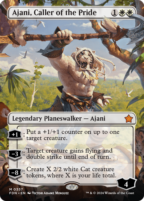 Ajani, Caller of the Pride (FDN-357) - mythic (Borderless) - Foil