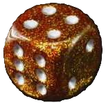 D6 Glitter:  Doré avec chiffres argentés (Paquet de 12)