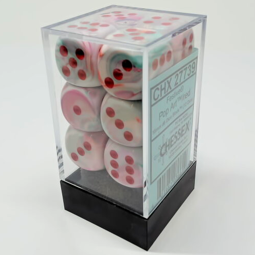 D6 Festive: Pop Art avec chiffres rouges (Paquet 12)