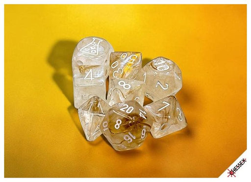 BOREALIS 7-DICE SET POLYHEDRAL CHAMPAGNE/WHITE (WITH BONUS DIE)