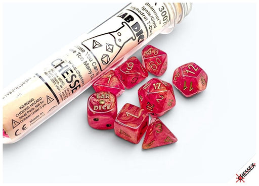 SHIMMER 7-DICE SET POLYHEDRAL IGNIS/GOLD (WITH BONUS DIE)
