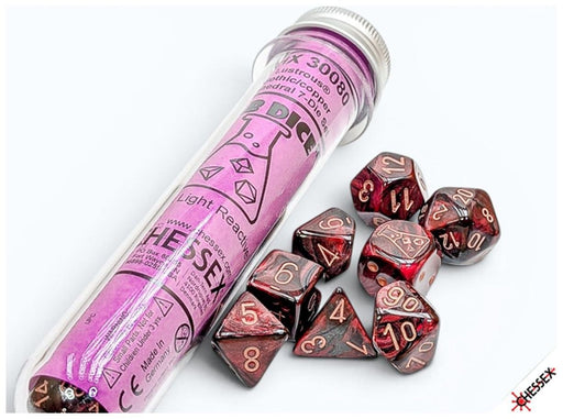 LUSTROUS 7-DICE SET POLYHEDRAL GOTHIC/COPPER (WITH BONUS DIE)